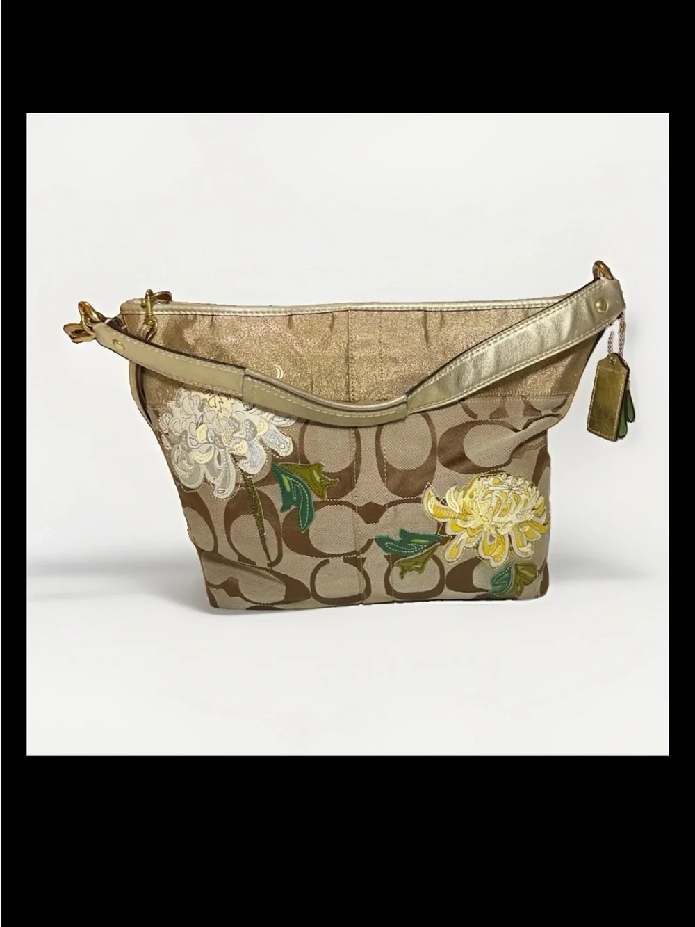 Coach 2008 Limited Edition Chrysanthemum Appliqué Shoulder Bag, Style: (#12200)